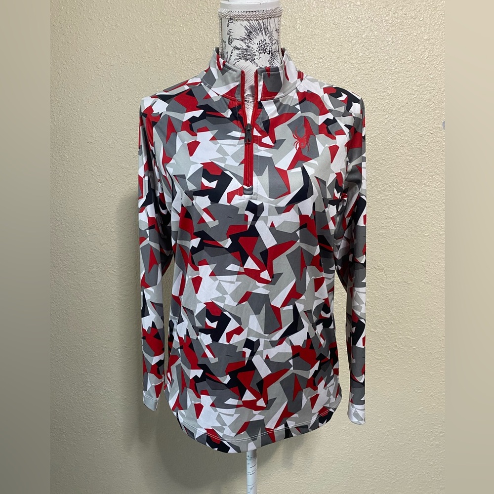 Spyder abstract print long sleeve track top, 1/4‎ zip